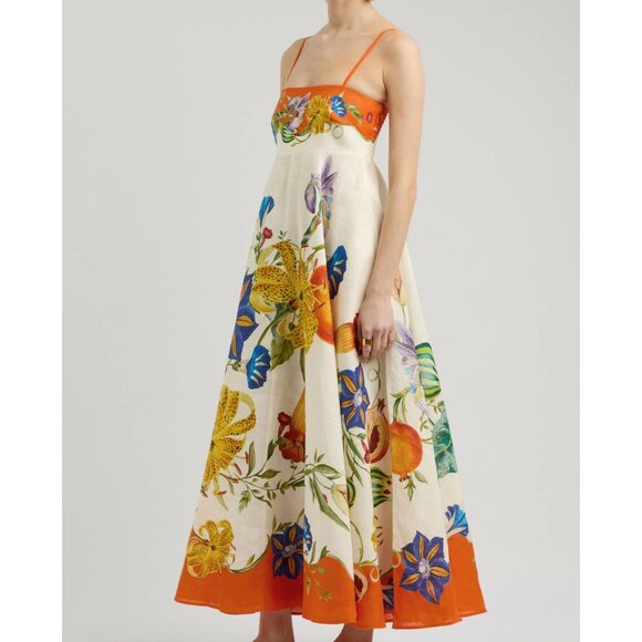 Alemais Dresses & Skirts - Alemais Erames floral pattern square-necked linen halter dress